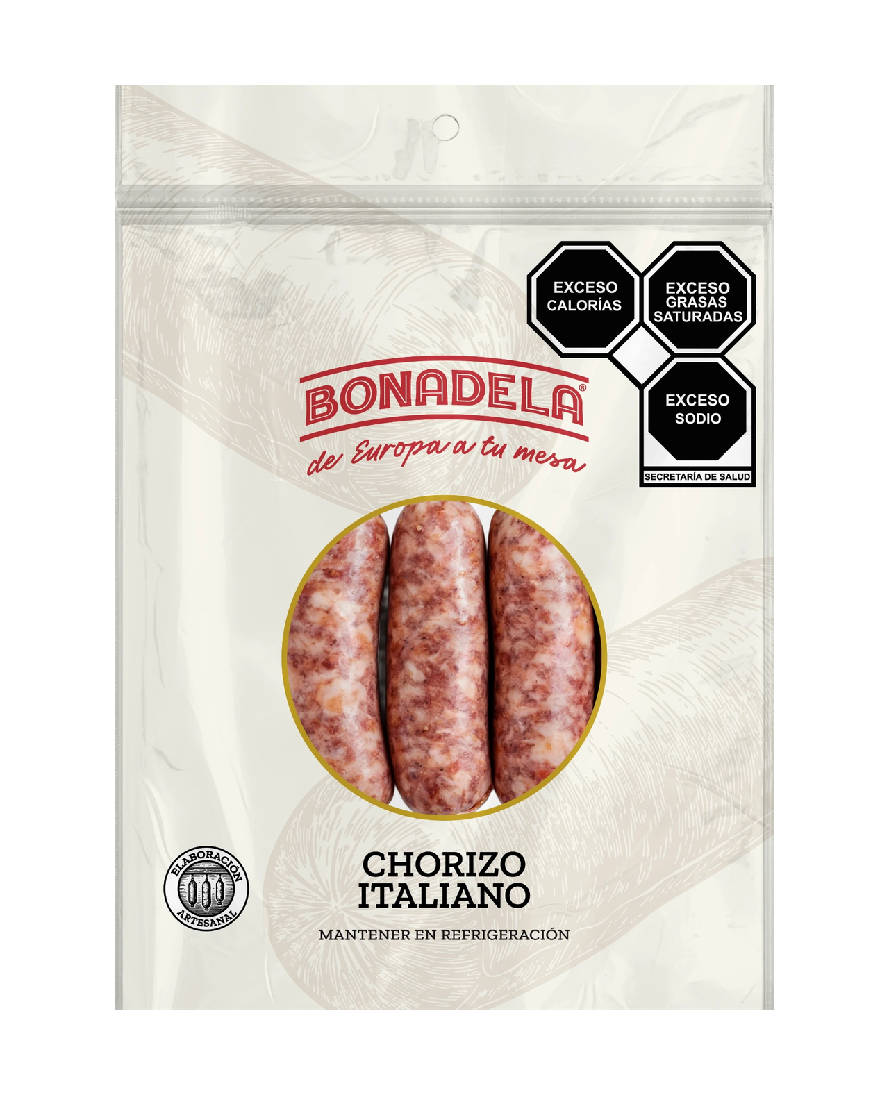 [PT-PACK-CHO-550] Chorizo Italiano Natural Bonadela (550g)
